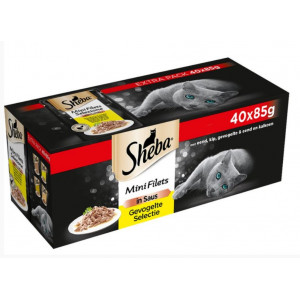 Sheba Mini Filets mit Geflügel in Sauce Multipack Nassfutter Katze Beutel (85 g) 2 Packungen (80 x 85 g) von Sheba