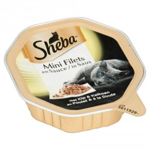 Sheba Mini Filets mit Huhn und Pute in Sauce Katzen-Nassfutter (Schale 85 g) Per 22 (22 x 85 g) von Sheba