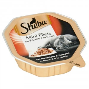 Sheba Mini Filets mit Rind und Pute in Sauce Katzen-Nassfutter (Schale 85 g) Per 22 (22 x 85 g) von Sheba