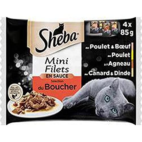 Sheba Mini-Frischhaltebeutel in Sauce, 4 Sorten – Box mit 4 x 85 g von Sheba