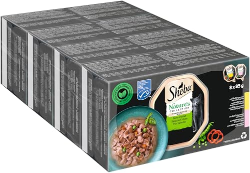 SHEBA Schale Nassfutter für Katzen Nature's Collection in Sauce Feine Vielfalt MSC-zertifiziert 4 x 8 x 85g Multipack von Sheba