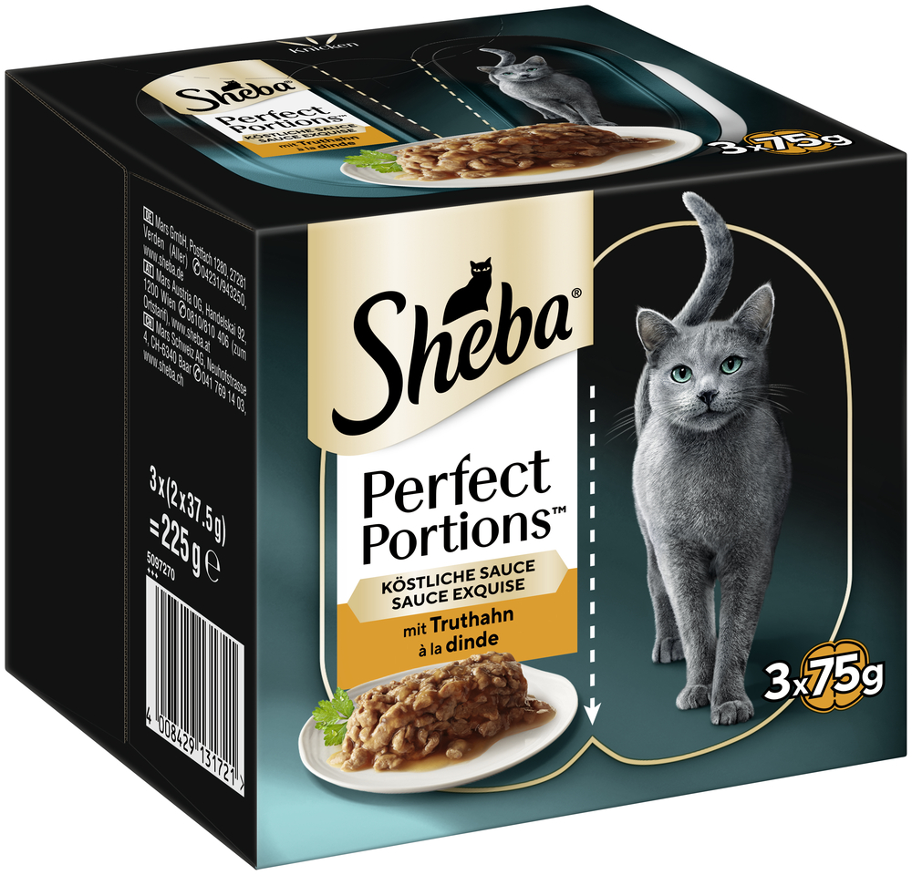 Sheba Perfect Portions 48 x 37,5 g - Sauce mit Truthahn von Sheba