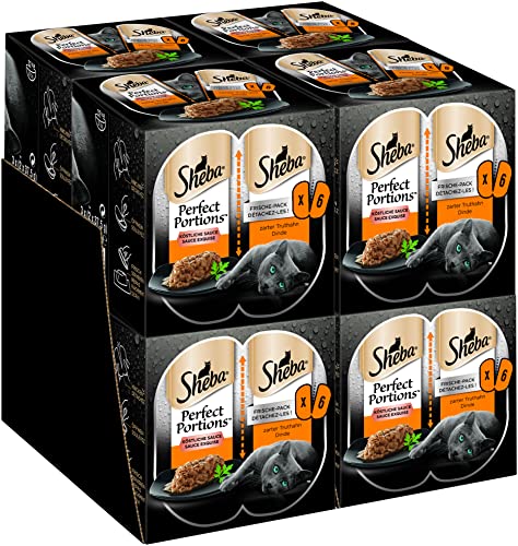 Sheba Perfect Portions - Feinstes Katzennassfutter in der Schale - edele Pastete mit zartem Truthahn - 24 x 75g von Sheba