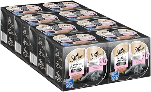 Sheba Perfect Portions Pastete für Katzen mit Lachs MSC-zertifiziert 8 x 3 x (2 x 37.5g) von Sheba