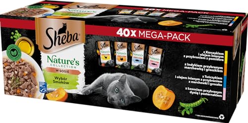 Sheba Sachet Nature's Collection Geschmacksauswahl – komplettes Nassfutter für ausgewachsene Katzen in Soße 40x85g von Sheba