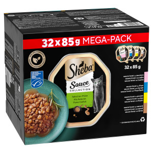 Sheba Sauce Collection Adult Mix Selection Nassfutter Katze (85 g) 1 Packung (32 x 85 g) von Sheba