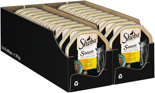 SHEBA Schale Nassfutter für Katzen Sauce Collection mit Truthahn Huhn und Gemüse 2 x 11 x 85g von Sheba