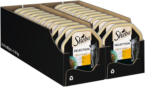 SHEBA Schale Nassfutter für Katzen Selection in Sauce mit Kalb und Truthahn 2 x 11 x 85g von Sheba