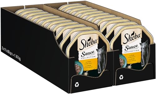 SHEBA Schale Nassfutter für Katzen Sauce Collection mit Pute in heller Sauce 2 x 11 x 85g von Sheba