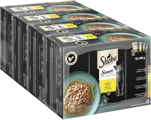 SHEBA Portionsbeutel Nassfutter Multipack Sauce Collection Geflügel Variation 4 x 12 x 85g von Sheba