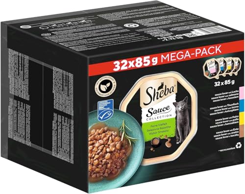 SHEBA Schale Nassfutter Multipack Mega-Pack Sauce Collection Feine Vielfalt MSC-zertifiziert 32 x 85g von Sheba