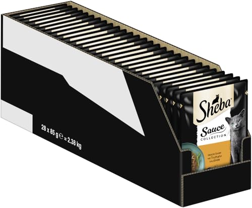 SHEBA Portionsbeutel Nassfutter für Katzen Sauce Collection Sauce Lover mit Truthahn 28 x 85g von Sheba