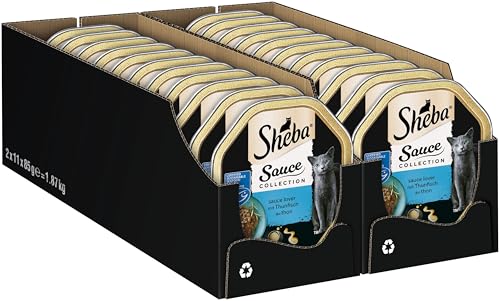 SHEBA Schale Nassfutter für Katzen Sauce Collection Sauce Lover mit Thunfisch MSC-zertifiziert 2 x 11 x 85g von Sheba