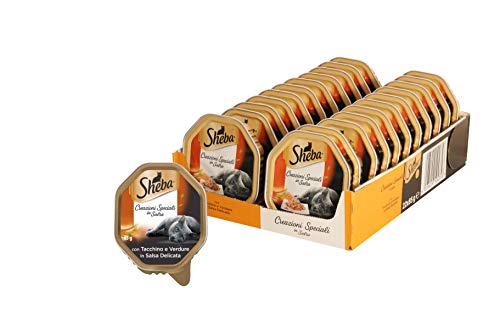 Sheba Sauce Collection in Sauce, Katzenfutter mit Truthahn und Gemüse in zarter Sauce, 85 g – 22 Schalen von Sheba