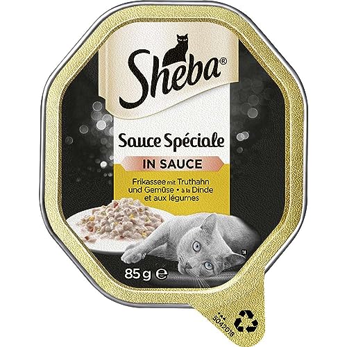 Sheba Sauce Spéciale hochwertiges Nassfutter für Katzen Frikassee mit Truthahn und Gemüse in Sauce 22 Schalen (22 x 85 g) von Sheba
