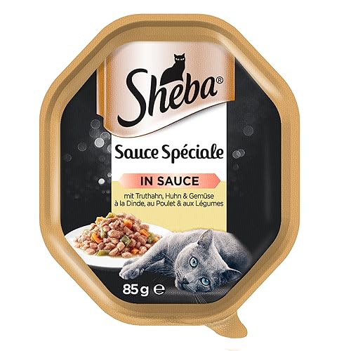 Sheba Sauce Speciale mit Truthahn, Huhn und Gemüse – Nassfutter für Katzen in Sauce (22 x 85g) von Sheba