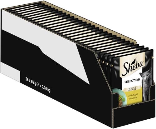 SHEBA Portionsbeutel Nassfutter für Katzen Selection in Sauce mit Geflügel 28 x 85g von Sheba