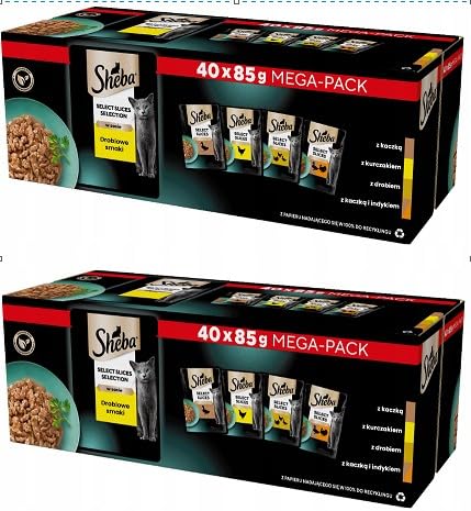 Sheba Selection Mini filets Katzenfutter nass in Sauce Geflügel Variation 80 Portionsbeutel à 85g (2-er Pack) von Sheba