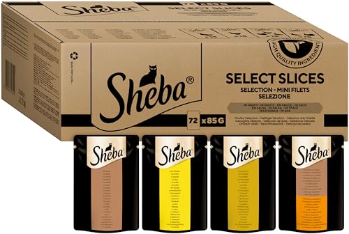 SHEBA Adult Katzenfutter nass - 72x85g Portionsbeutel - Selection in Sauce - Geflügel Variation in Sauce - Nassfutter für Katzen - 1 Großpackung von Sheba