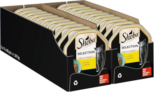 SHEBA Schale Nassfutter für Katzen Selection in Sauce Häppchen mit Huhn 2 x 11 x 85g von Sheba