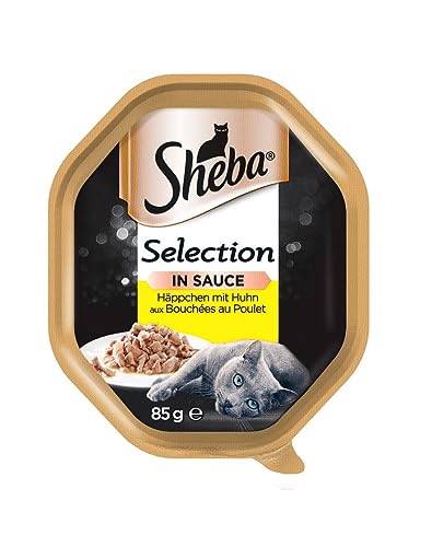 Sheba Selection in Sauce mit Huhn Schale 22 x 85g Natürliches und hochwertiges Katzen Nassfutter von Sheba