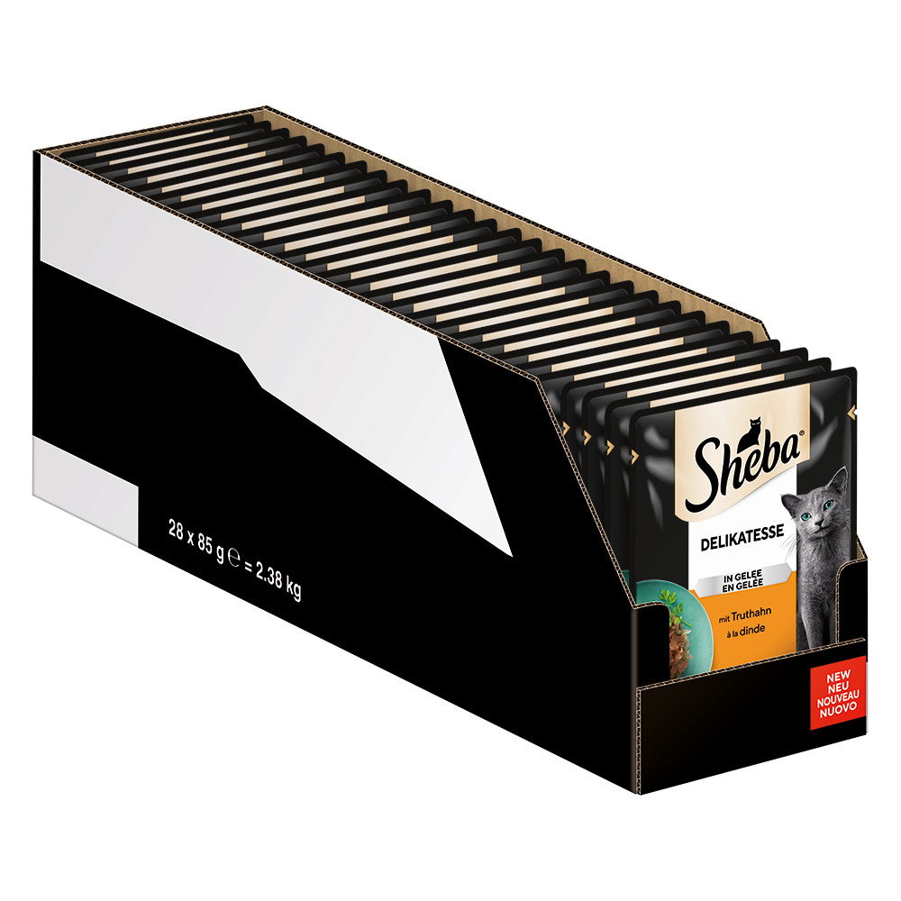 Sparpaket Megapack Sheba Varietäten Frischebeutel 56 x 85 g - Delikatesse in Gelee mit Truthahn von Sheba