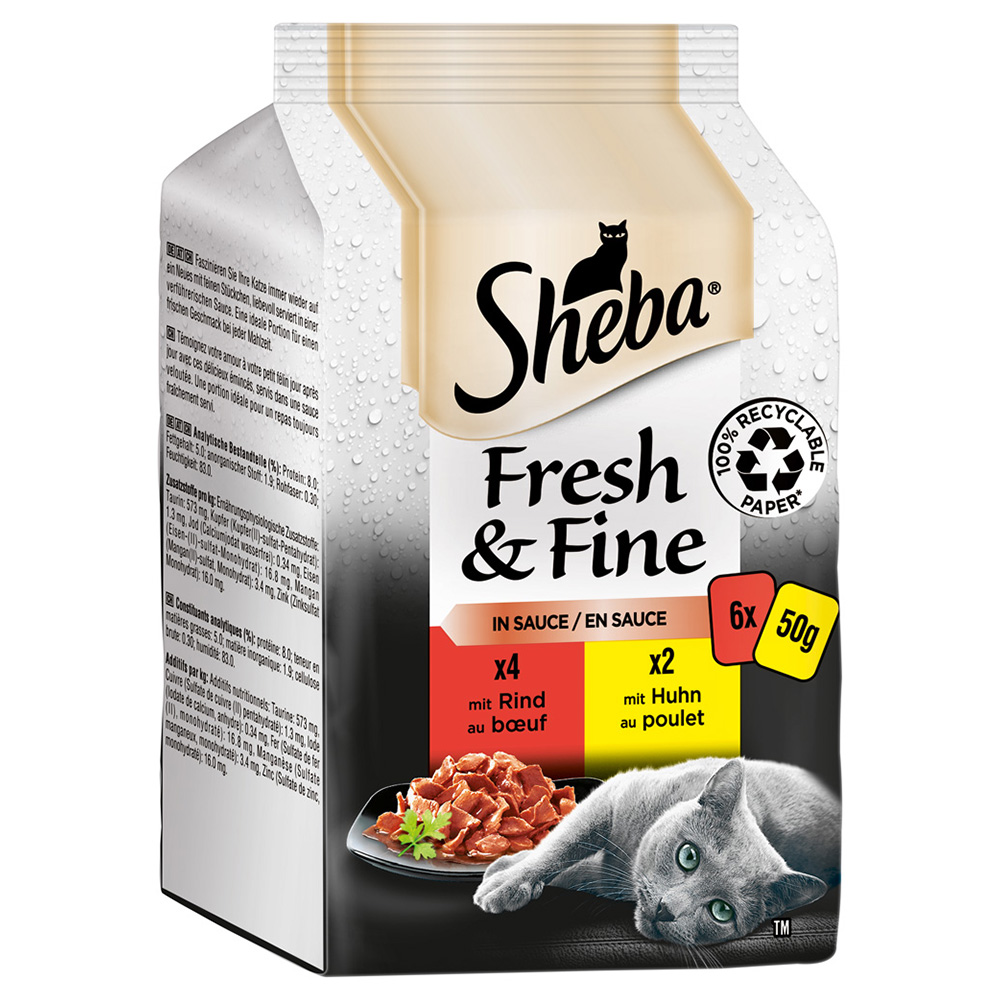 Sparpaket Sheba Fresh & Fine Frischebeutel 72 x 50 g Katzenfutter - Feine Vielfalt von Sheba