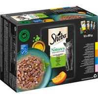 Sparpaket Sheba Nature's Collection in Sauce 144 x 85 g - Feine Vielfalt (Huhn, Truthahn, Thunfisch, Lachs) von Sheba