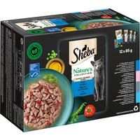 Sparpaket Sheba Nature's Collection in Sauce 48 x 85 g - Fisch Variation (Thunfisch, Lachs, Kabeljau, Hochseefisch) von Sheba