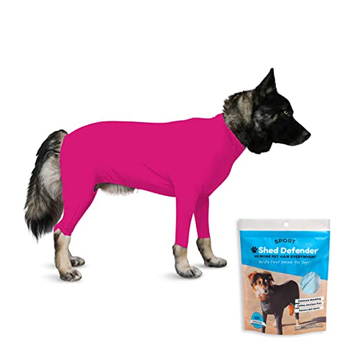 Shed Defender Sport-Einteiler für Hunde, enthält Hundehaare, reduziert Haarausfall und Angst, deckt heiße Stellen und chirurgische Stellen ab, beruhigendes Shirt – tierärztlich zugelassen (Rosa, von Shed Defender