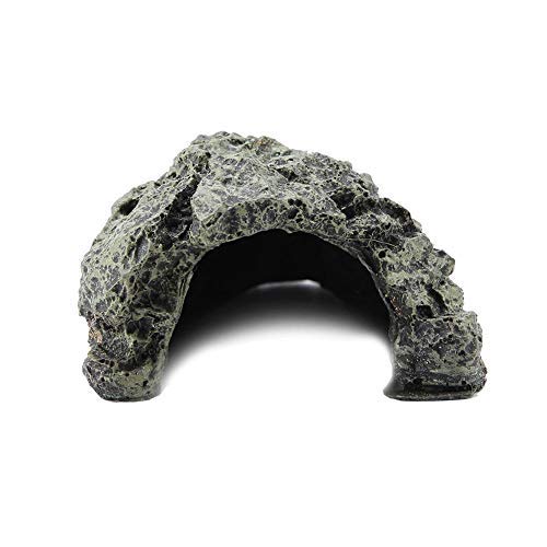 Reptile Resin Cave Kleine Echsen Turtle Aalende Plattform Versteckt Habitat Shelter für Aquarium Terrarium Dekoration Ornament[Groß] Plastikpflanzen von Sheens