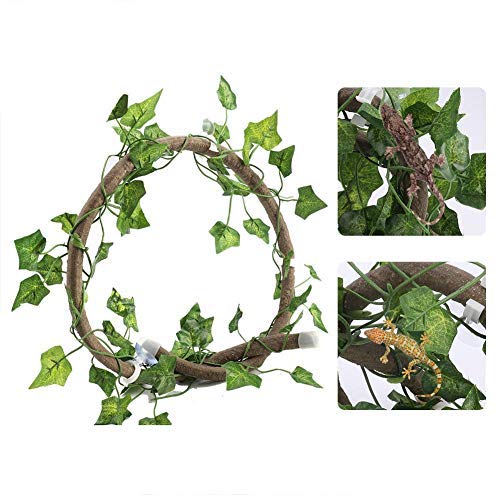 Reptile Vines, 3,28ft Flexible Jungle Rattan Long Vine Habitat Decor Künstliche Reptilien Kletterzweig mit Saugnäpfen für Chameleon Snakes Echsen Gecko und mehr Reptilien[Rattan + Parthenocissus von Sheens