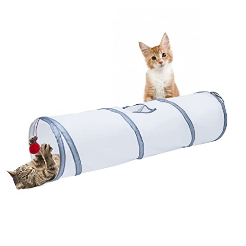 Sheldamy Katzentunnel, 2-Wege-Katzentunnel für Indoor-Katzen, zusammenklappbarer Katzenspieltunnel, interaktives Spielzeug-Labyrinth Katzenhaus mit 1 Spielball für Katzen, Welpen, Kätzchen, Kaninchen von Sheldamy