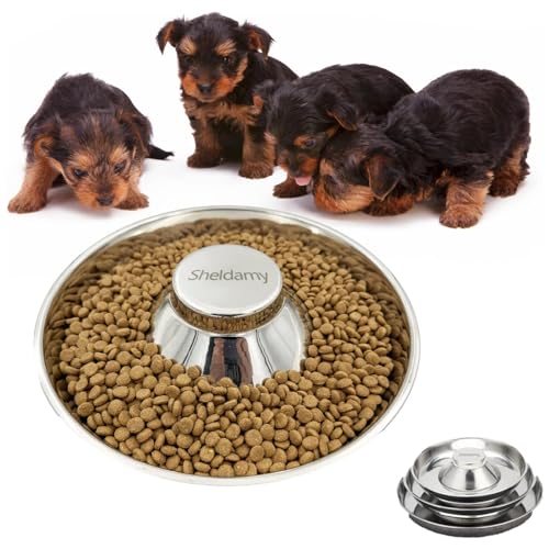 Slow Feeder Hundenäpfe, Edelstahl Welpen-Schüssel, Fun Bloat Stop Bowl für schnelle Esser, Hundefutter und Wassernapf (groß) von Sheldamy