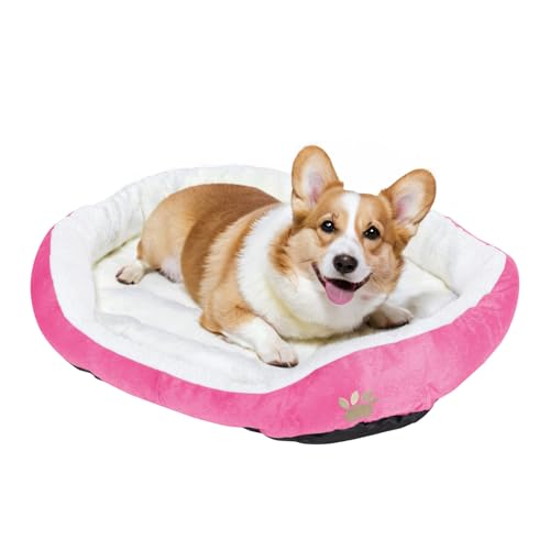 ShellKingdom Hundebett für kleine Hunde, waschbares Haustierbett mit rutschfester Unterseite, 59,9 x 49,8 cm, Hot Pink von ShellKingdom