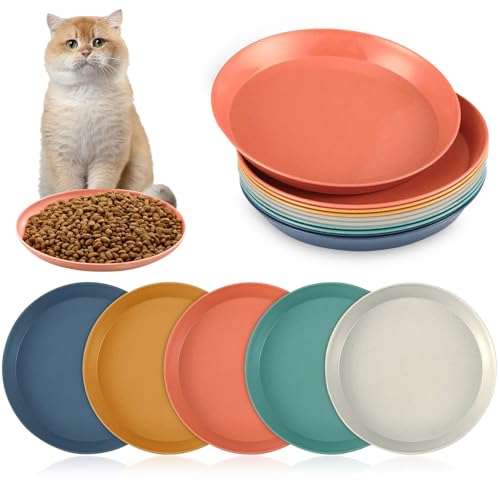 10 Stück Katzennapf,Katzenschüssel,Katzennapf Flach,Fressnapf Katze Futternapf,Runden Katzenteller,Fressnapf Katze,Bunt Katzenfutter Napfset,Cat Plate für Kätzchen und kurzbeinige Katzen von Shengruili