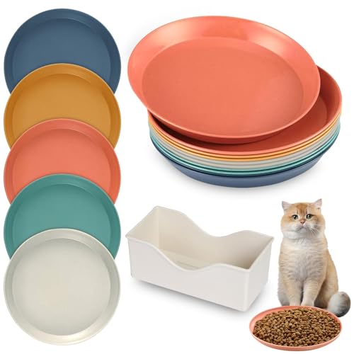 10 Stück Katzennapf,Katzenschüssel,Katzennapf Flach,Fressnapf Katze Futternapf,Runden Katzenteller,Fressnapf Katze,Bunt Katzenfutter Napfset,Cat Plate für Kätzchen und kurzbeinige Katzen von Shengruili