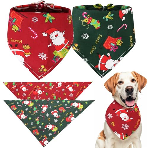 2 Stück Weihnachten Haustier Bandana,Halstuch Hund Weihnachten,Halstuch Einstellbare für Welpen,Weihnachten Hund Bandana,Haustier Dreieck Lätzchen,Hunde Halstücher,Hundehalstuch Weihnachten Geschenk von Shengruili