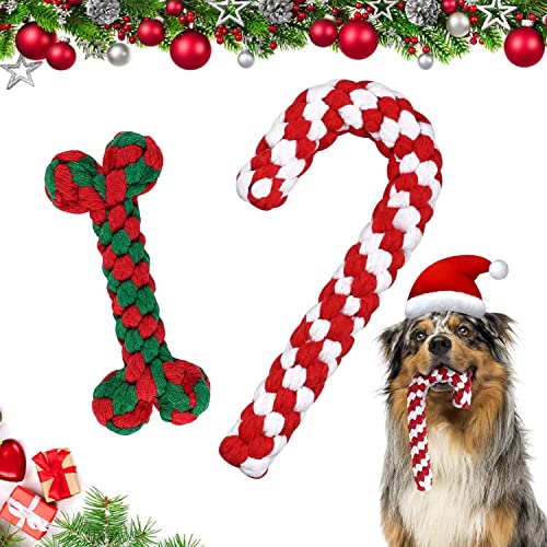 2Pcs Hundespielzeug Zuckerstange,Hunde Kauspielzeug,Hundezähne Reinigungsseil Spielzeug,Hundeseilspielzeug,Weihnachten Hundespielzeug,Weihnachts Zuckerstange Seil,Weihnachten Hund Haustiere Kauen von Shengruili