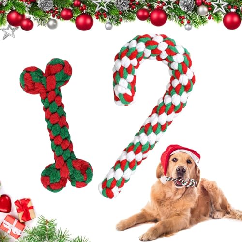 2Pcs Hundespielzeug Zuckerstange,Hunde Kauspielzeug,Hundezähne Reinigungsseil Spielzeug,Hundeseilspielzeug,Weihnachten Hundespielzeug,Weihnachts Zuckerstange Seil,Weihnachten Hund Haustiere Kauen von Shengruili