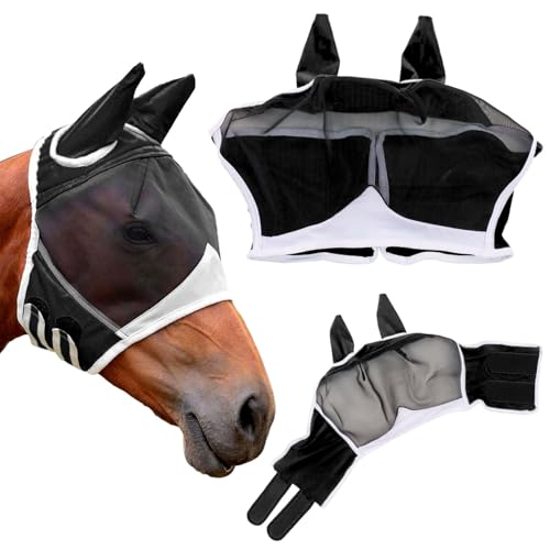 Pferde Fliegenmaske,Fliegenschutz Pferd Cob mit Ohrenschutz,Atmungsaktive Moskito Maske für Pferde,Horse Fly Mask,Fliegenhaube Pferde von Shengruili