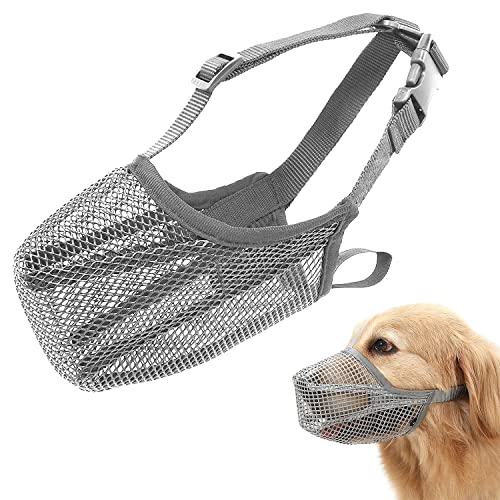 Mesh Hundemaulkorb,Atmungsaktiver Maulkorb für Hunde,Maulkorb für Hunde mit abgerundetem Mesh,Nylonnetz Maulkorb mit Sicherheitsriemen für Kleine,Verstellbarer Atmungsaktiver Mesh Maulkorb von Shengruili