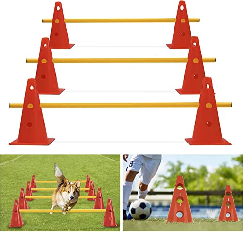 Shengruili 3 Set Sports Steckhürdenset,Fussball Trainingszubehör,Agility Set Hunde,Hürden Set Verstellbar,Agility Zubehör für das Training,Agility-Ausrüstungs-Set für Hunde für Haustiere(Rot-32cm) von Shengruili