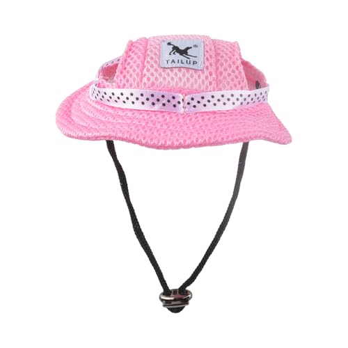 Hunde Sonnenhut, Sommer Atmungsaktiv Hunde cappy mit Ohrlöchern und verstellbarem Kinnriemen, Outdoor Sporthund Sonnenschutzhut geeignet für kleine Hunde und Welpen, S (rosa) von Shengxi