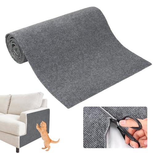 Shengxi Selbstklebend Kratzteppich Katze Wand, 200cmx40cm Kratzmatte Katze Kratzteppich Katze Katzenkratzmatte, DIY Trimmbarer Kratzbretter Katze Zum Schutz von Teppichen Sofas und Möbeln, Dunkelgrau von Shengxi