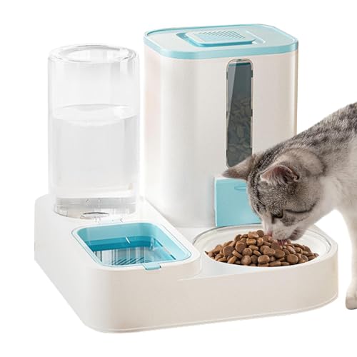 Futterautomaten für Katzen, Futterspender für Hunde - Automatischer Futterspender für Haustiere mit großer Kapazität,Platzsparender Katzenfutterspender, wiederverwendbarer Wasserspender von Shenrongtong