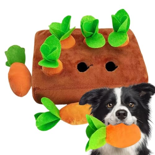 Hide And Seek Plüsch-Hundespielzeug - Niedliches Karottenernte-Spielzeug - Interaktives Plüsch-Puzzle-Spielzeug, gefüllte Karotten-Schnüffelmatte, weiche, rutschfeste Nasenarbeit Spiele für Hunde von Shenrongtong