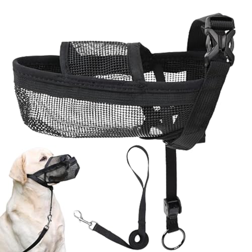 Hundemaulkorb,Mesh-Maulkorb für Hunde, Hundemaulkörbe, atmungsaktiver Mesh-Hundemundschutz, Welpenmaulkörbe, sichere, verstellbare Schnalle, Haustierzubehör zur Verhinderung von Beißen, von Shenrongtong