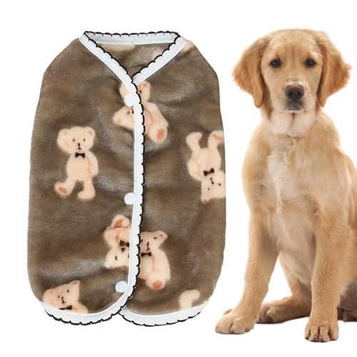 Hundepullover aus Stoff für den Winter, warm, niedlich, Flanell, Hundeweste, wendbar, warme Haustierkleidung mit Bärenaufdruck, für kleine, mittelgroße und große Hunde von Shenrongtong