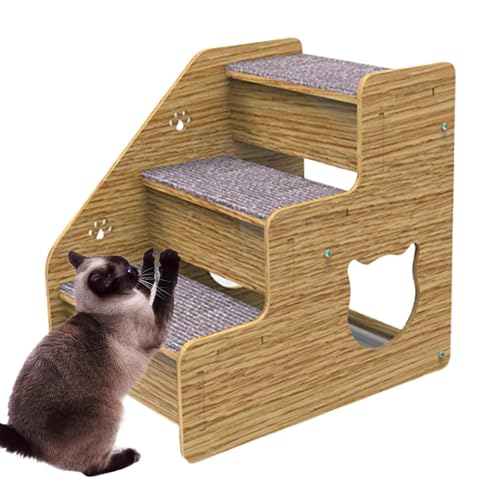 Hundetreppe für hohe Betten | 3-stufige Hundetreppe für mittelgroße/kleine Hunde, alte Katzen, Hunde/Katzenleiter, Holz, rutschfest, für Betten und Autos, Hochbetten, Sofa von Shenrongtong